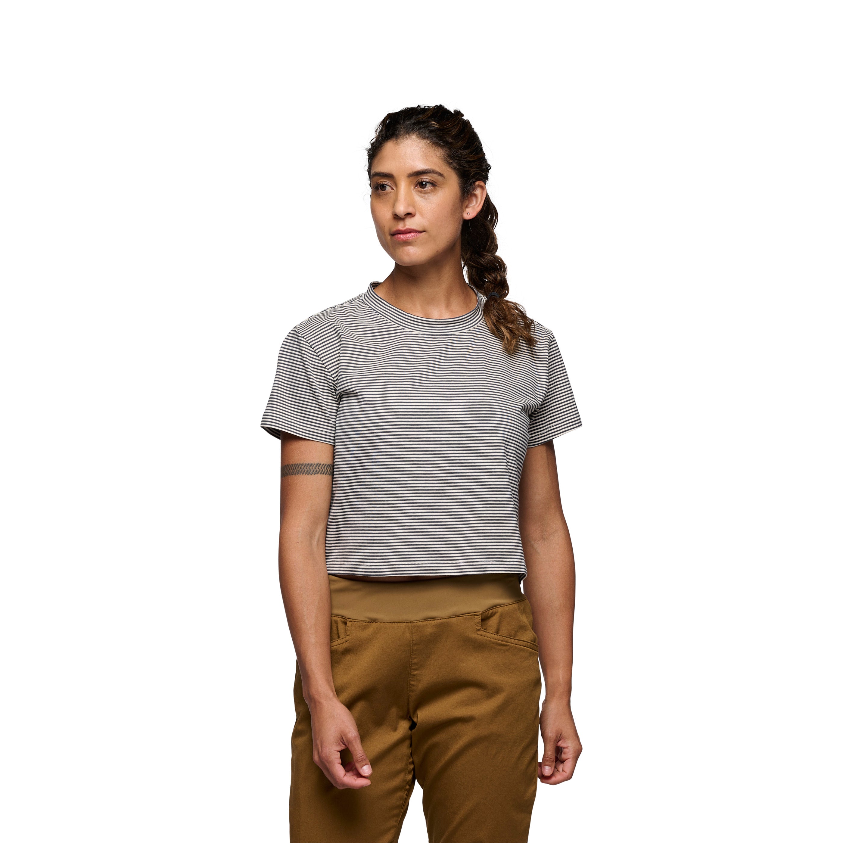 Women'S Bd Stripe Crop Short Sleeve Tee